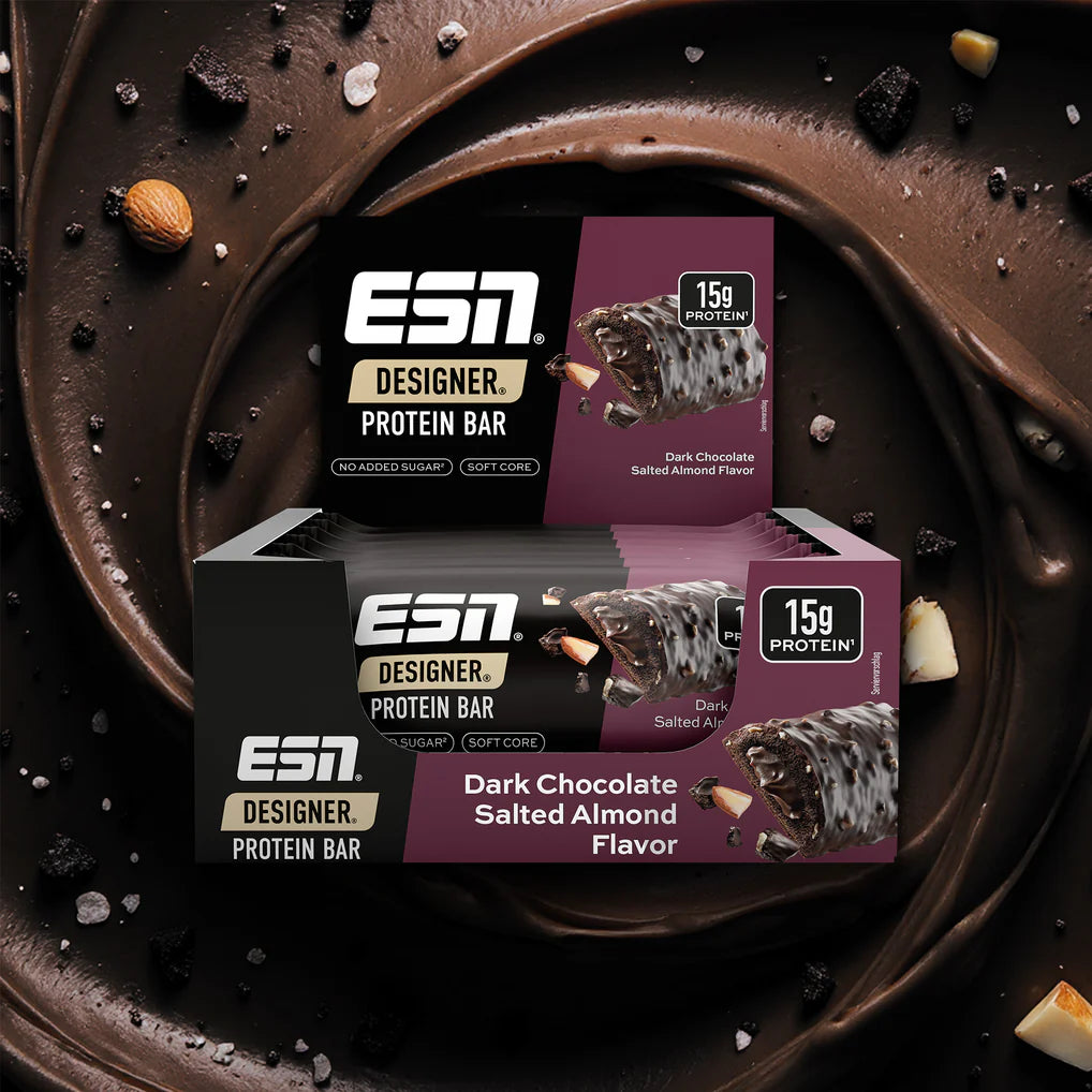 ESN Designer Bar, Dark Chocolate Salted Almond, Box 12x45g