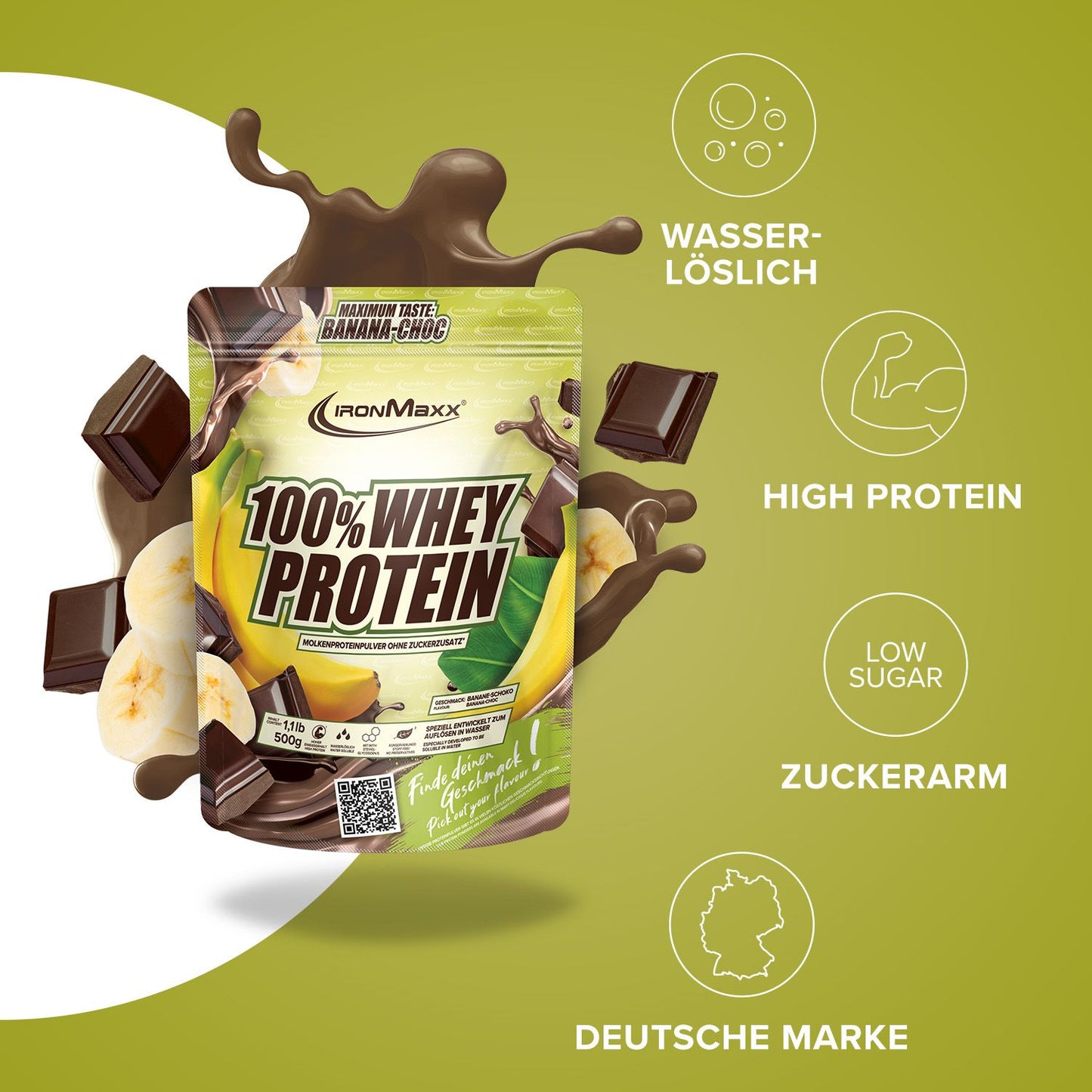 IronMaxx Whey Protein, Banana Choclate, 500g