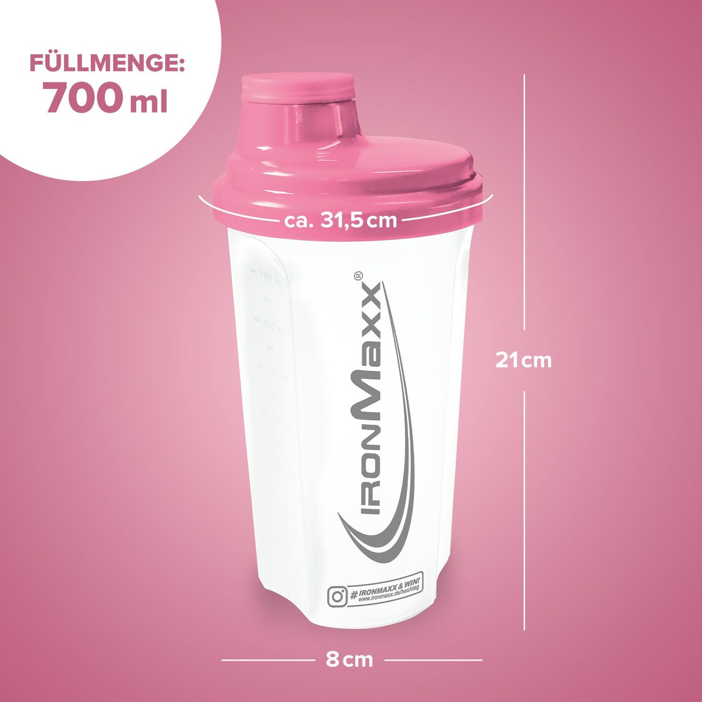 IronMaxx Shaker, Frozen White Rosa, 700ml