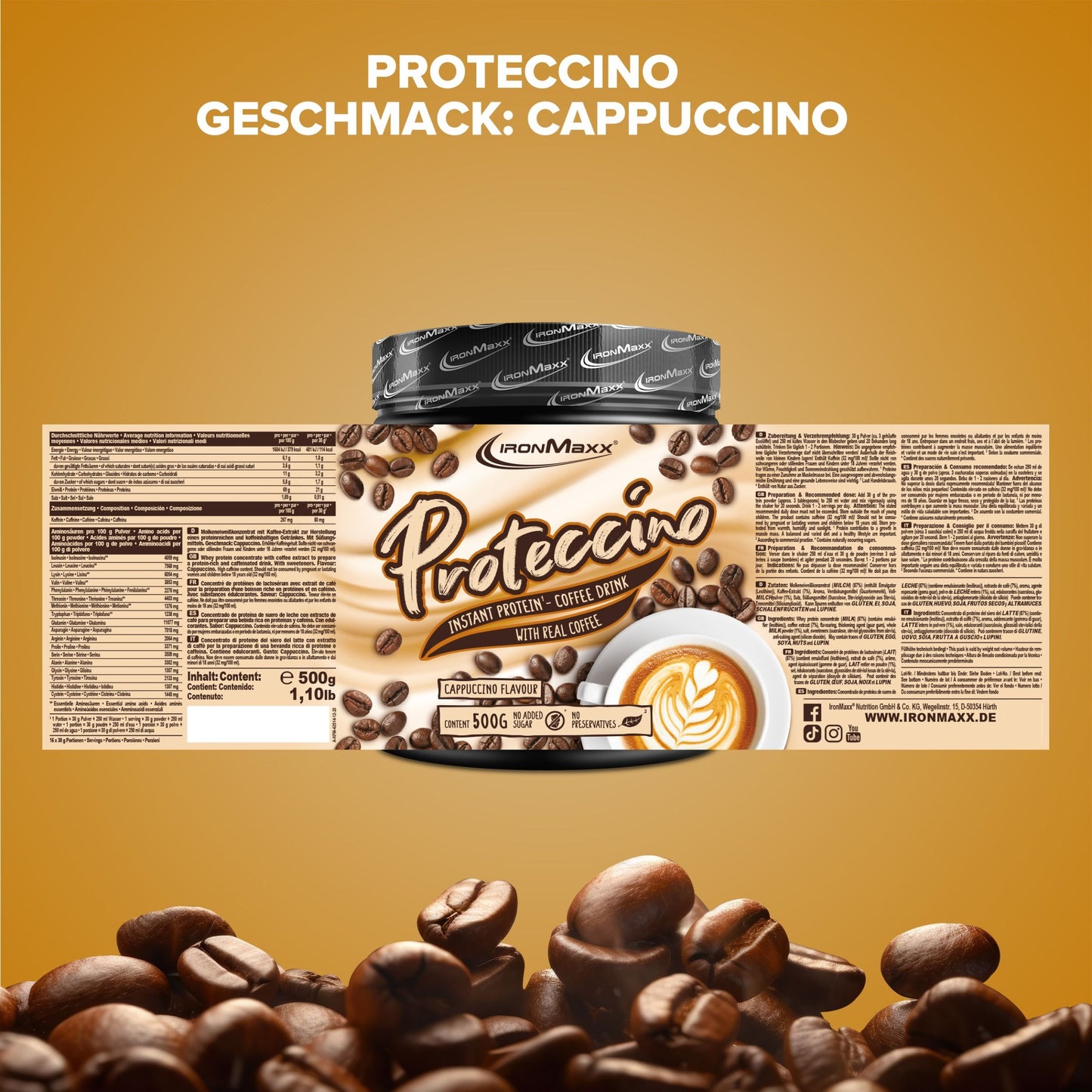 IronMaxx Proteccino, Cappucino, 500g