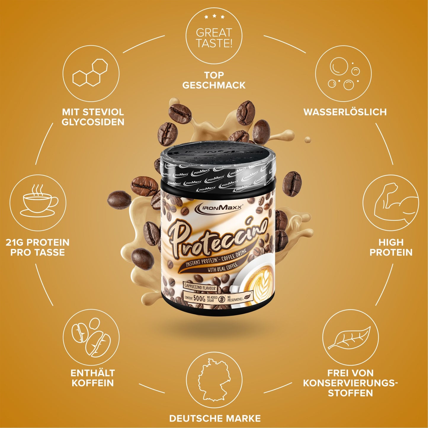 IronMaxx Proteccino, Cappucino, 500g