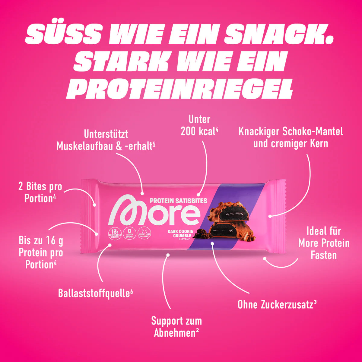 More Satisbites, Dark Cookie Crumble, Box 12 x (2x25g)