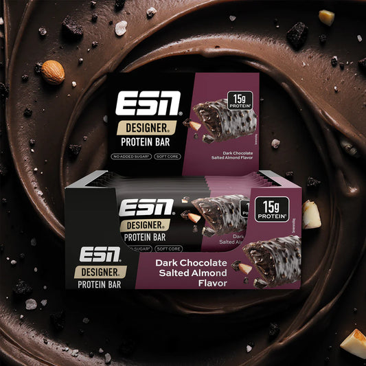 ESN Designer Bar, Dark Chocolate Salted Almond, Box 12x45g