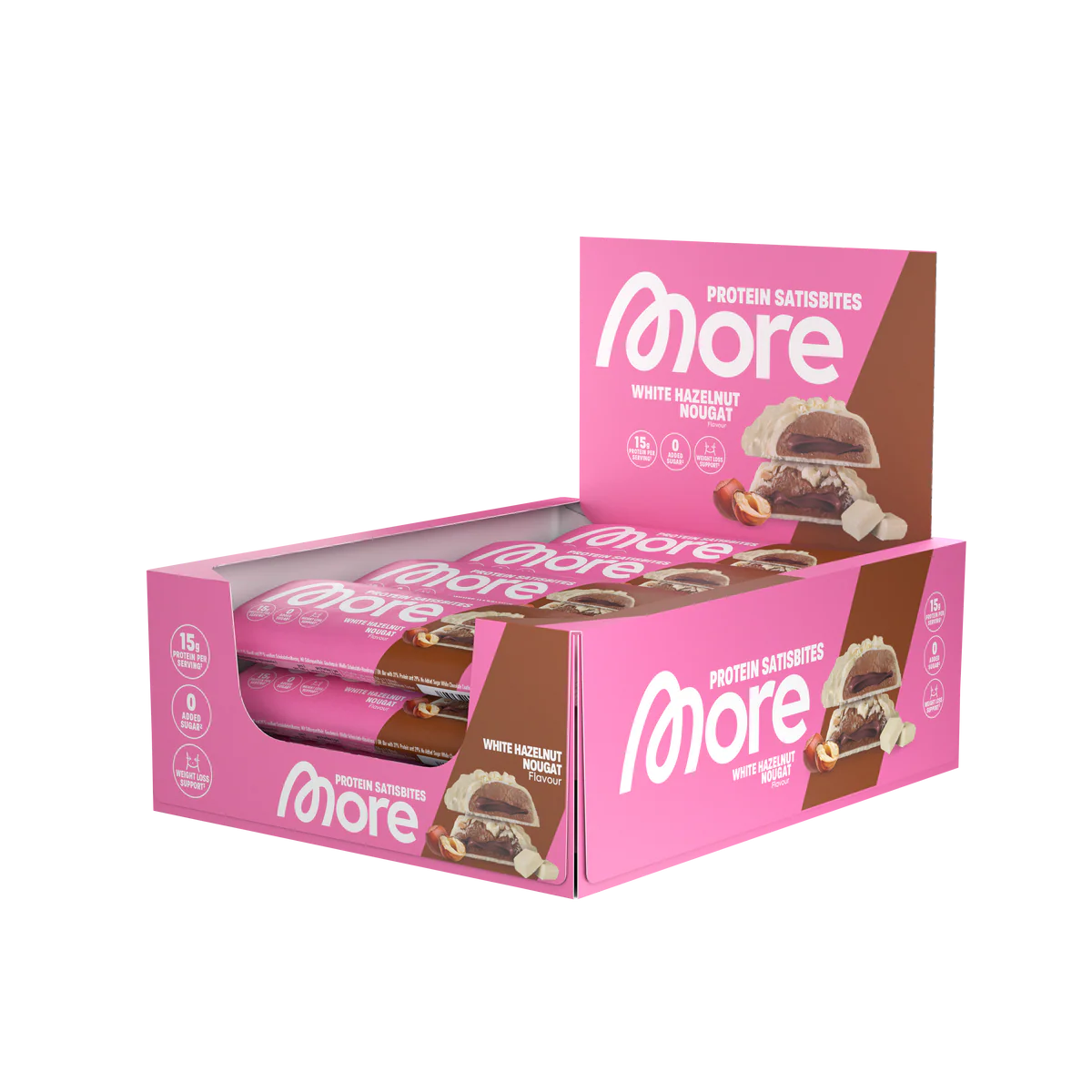 More Satisbites, White Hazelnut Nougat, Box 12 x (2x25g)