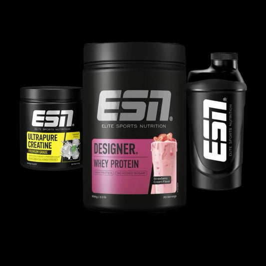 ESN Starter Bundle [Sorte: Strawberry]: Desinger Whey, Ultrapure Kreatin und Shaker