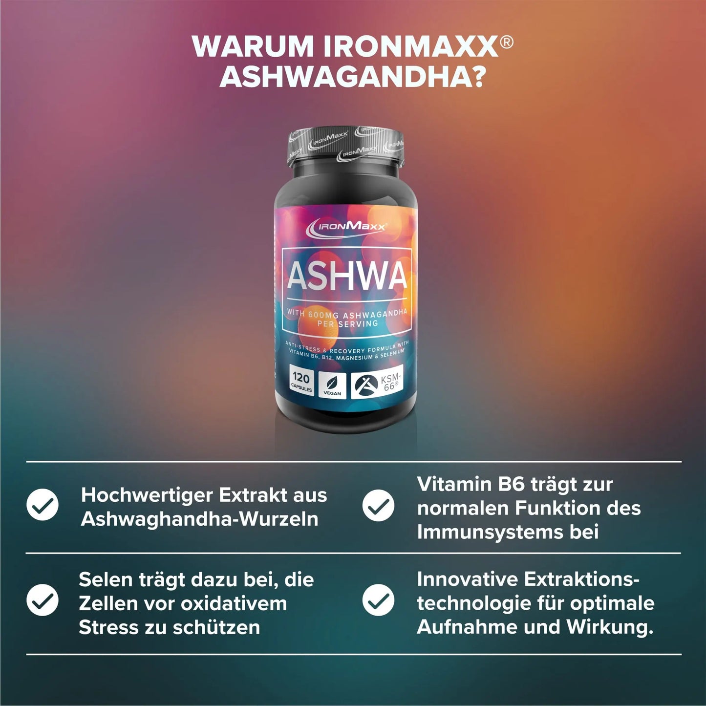 IronMaxx Ashwa, Ashwanghanda Kapseln, 120 caps