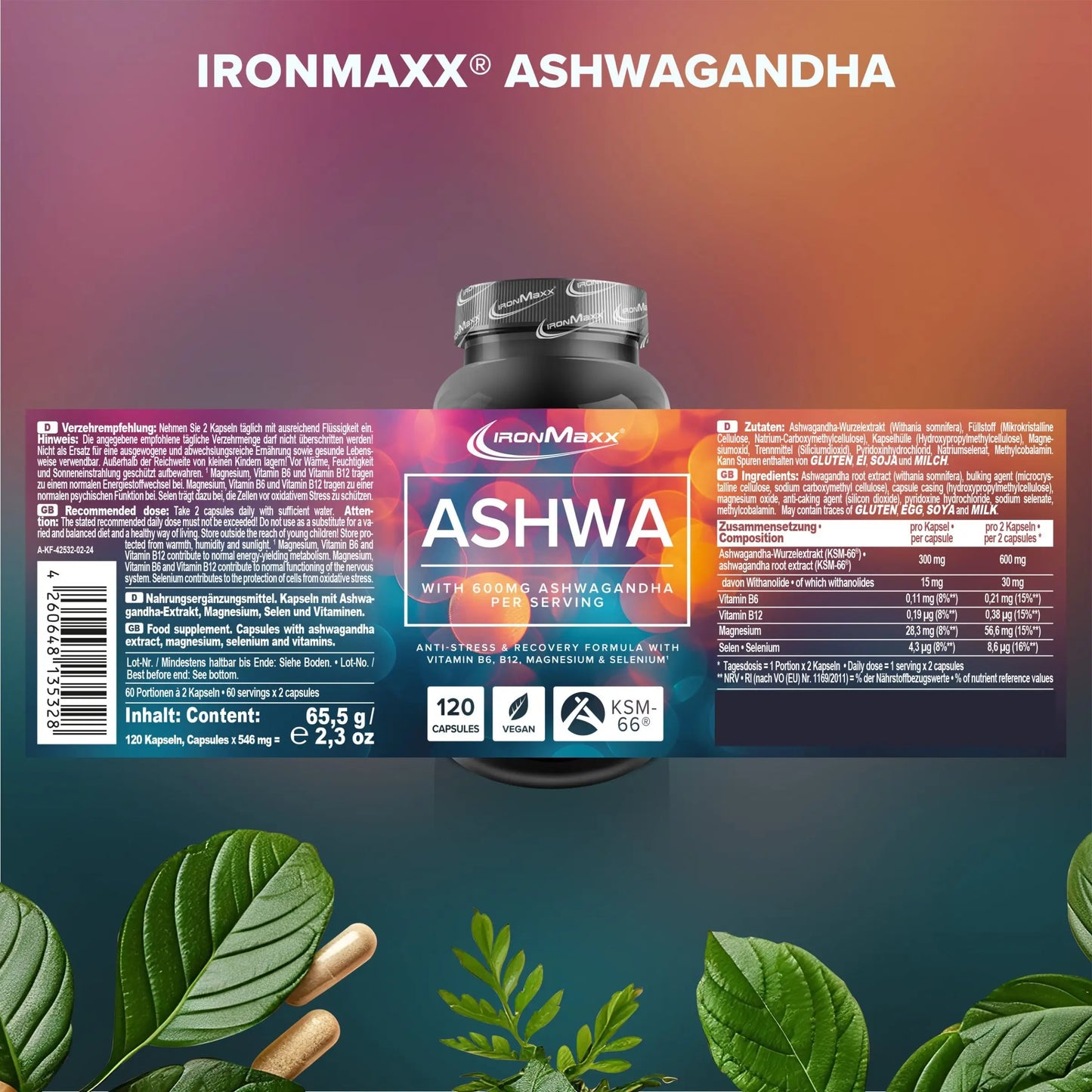 IronMaxx Ashwa, Ashwanghanda Kapseln, 120 caps