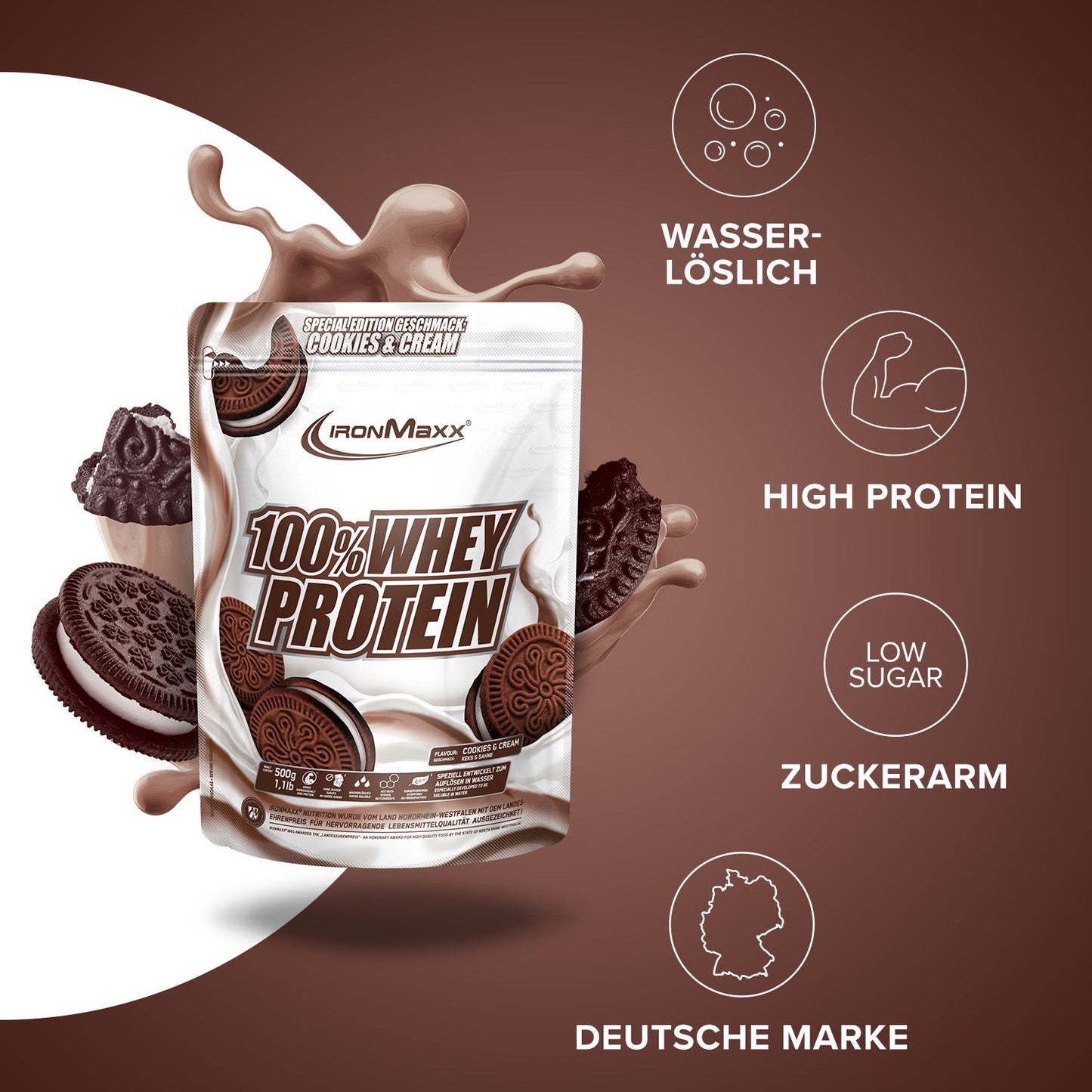 IronMaxx Whey Protein, Cookies and Cream, 500g