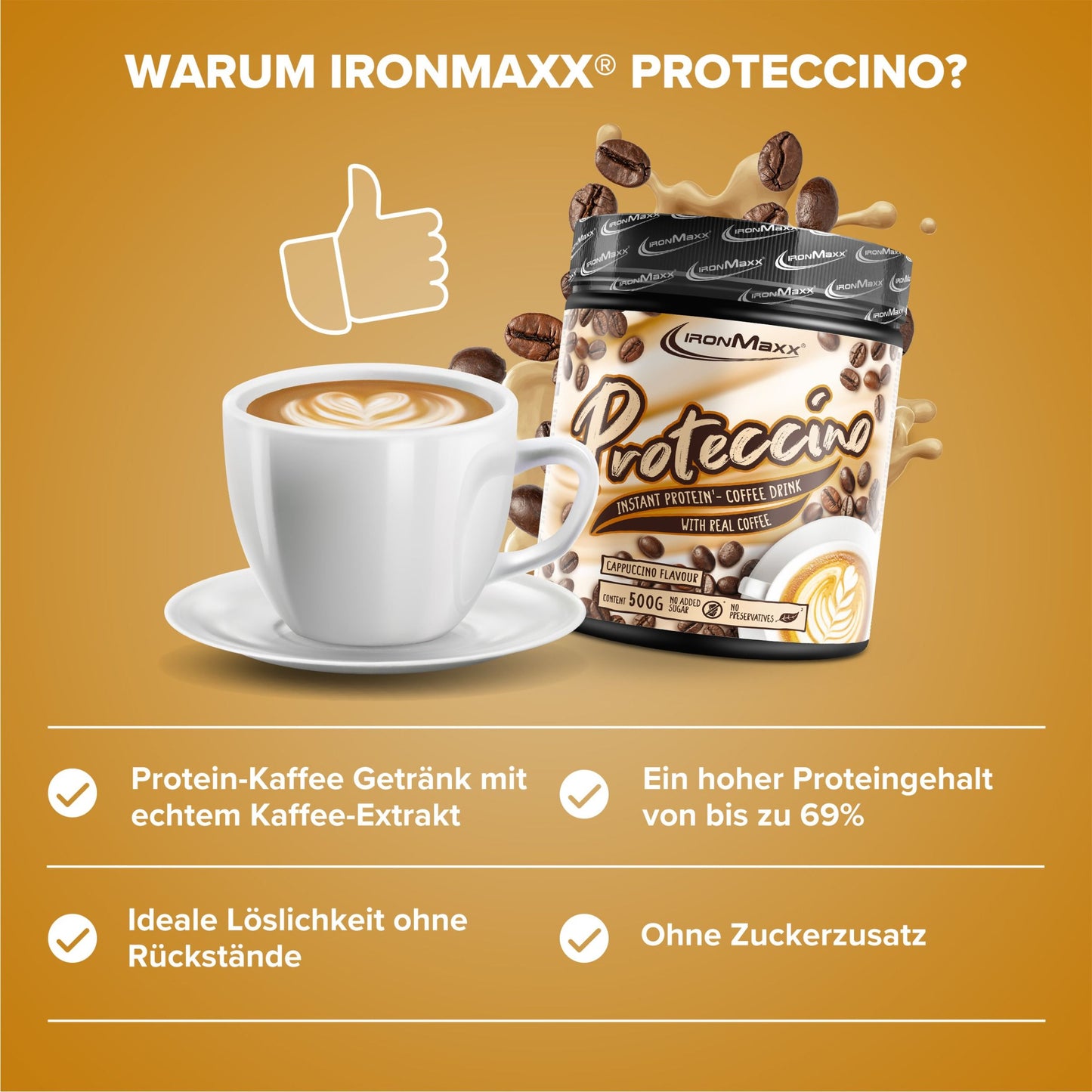 IronMaxx Proteccino, Cappucino, 500g