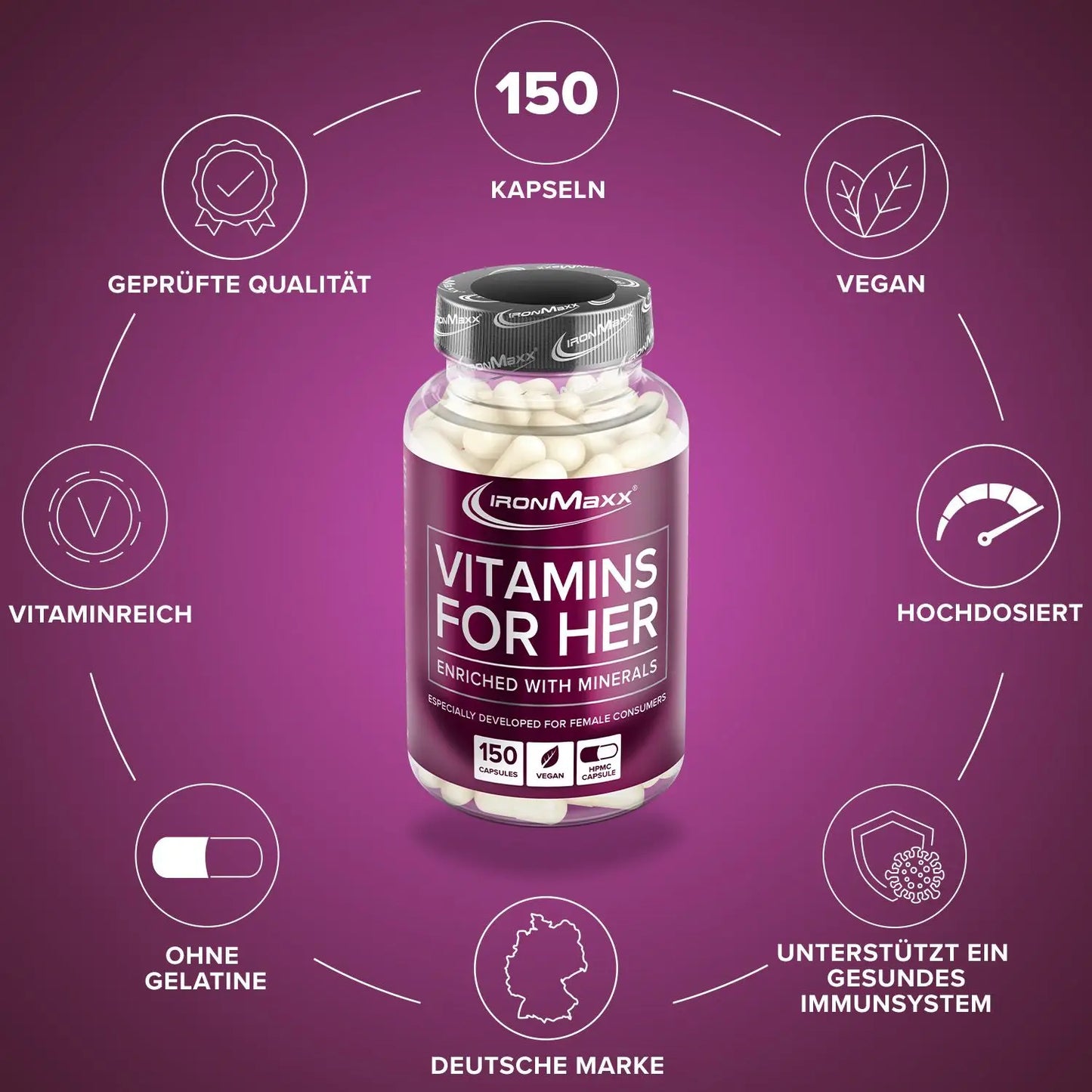 IronMaxx, Vitamins For Her, 150 Caps